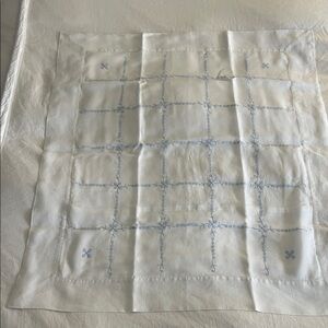 White and blue pillow case  with Blue Embroidery